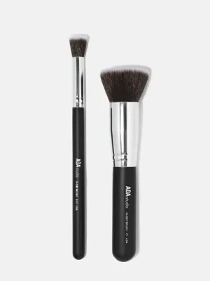 Duo Brochas Kabuki Plana Para Base y Polvo AOA Studio F1 y E101